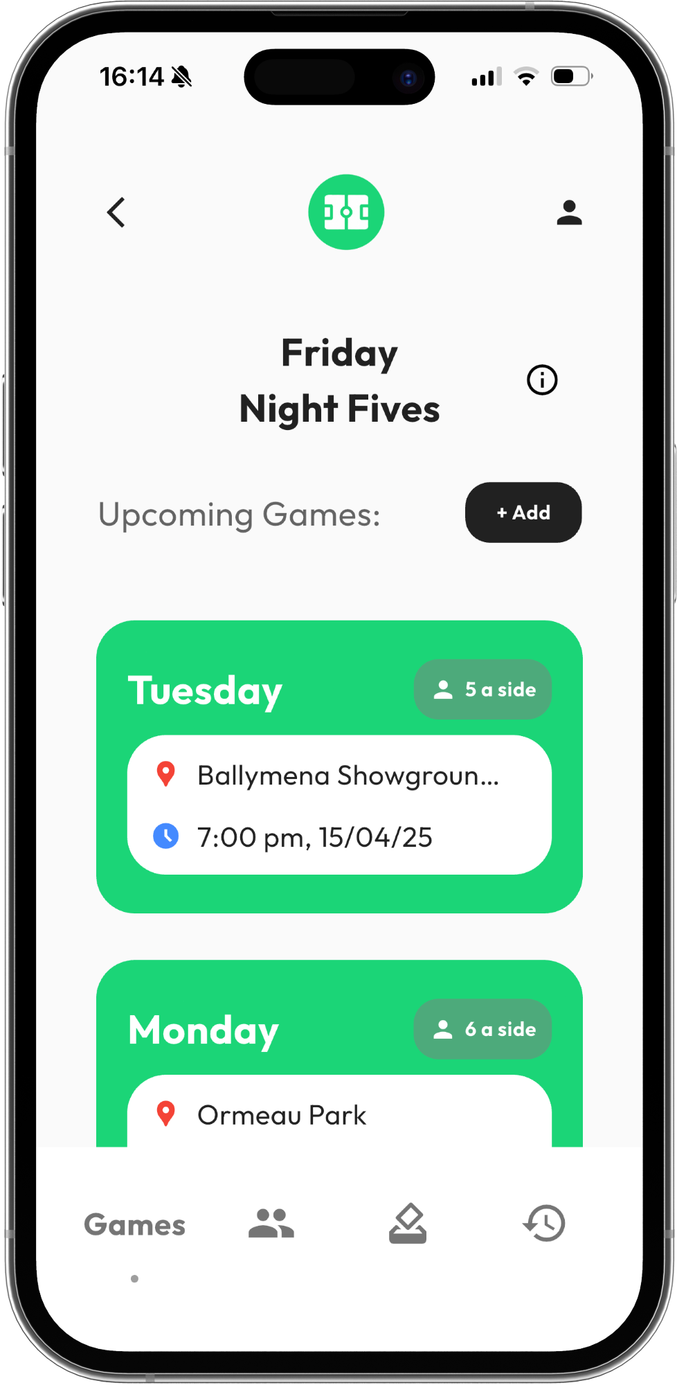 Kickabout app screenshot